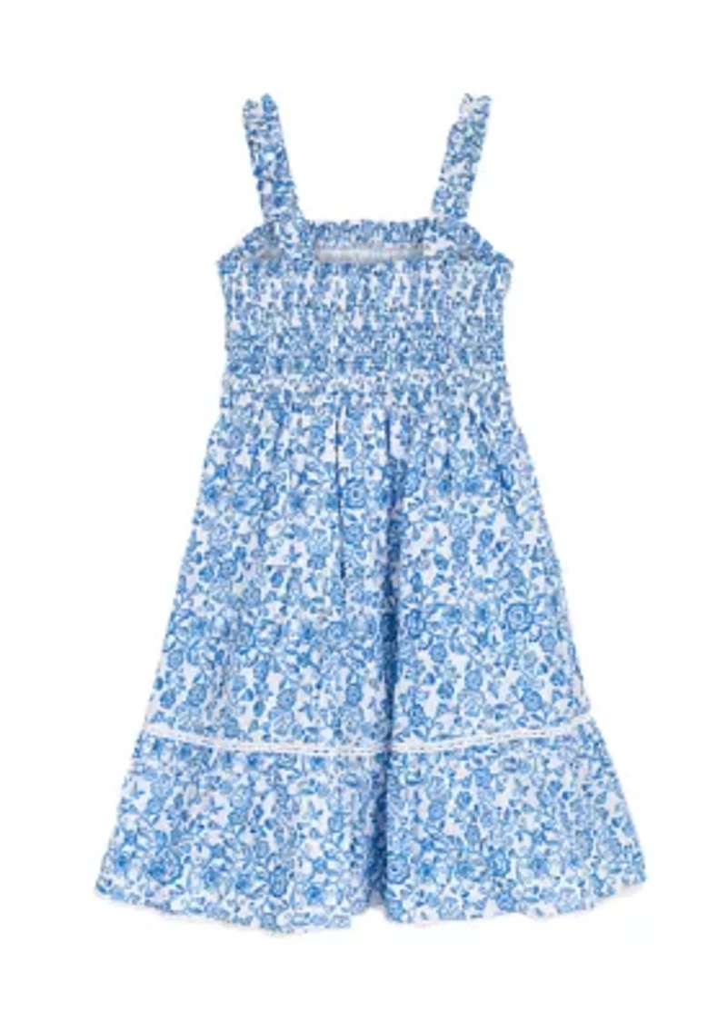 Girls 4-6 Floral Smocked Tiered Dress
