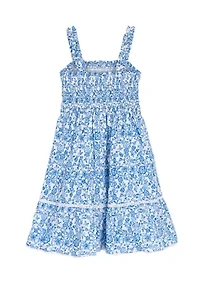 Girls 4-6 Floral Smocked Tiered Dress