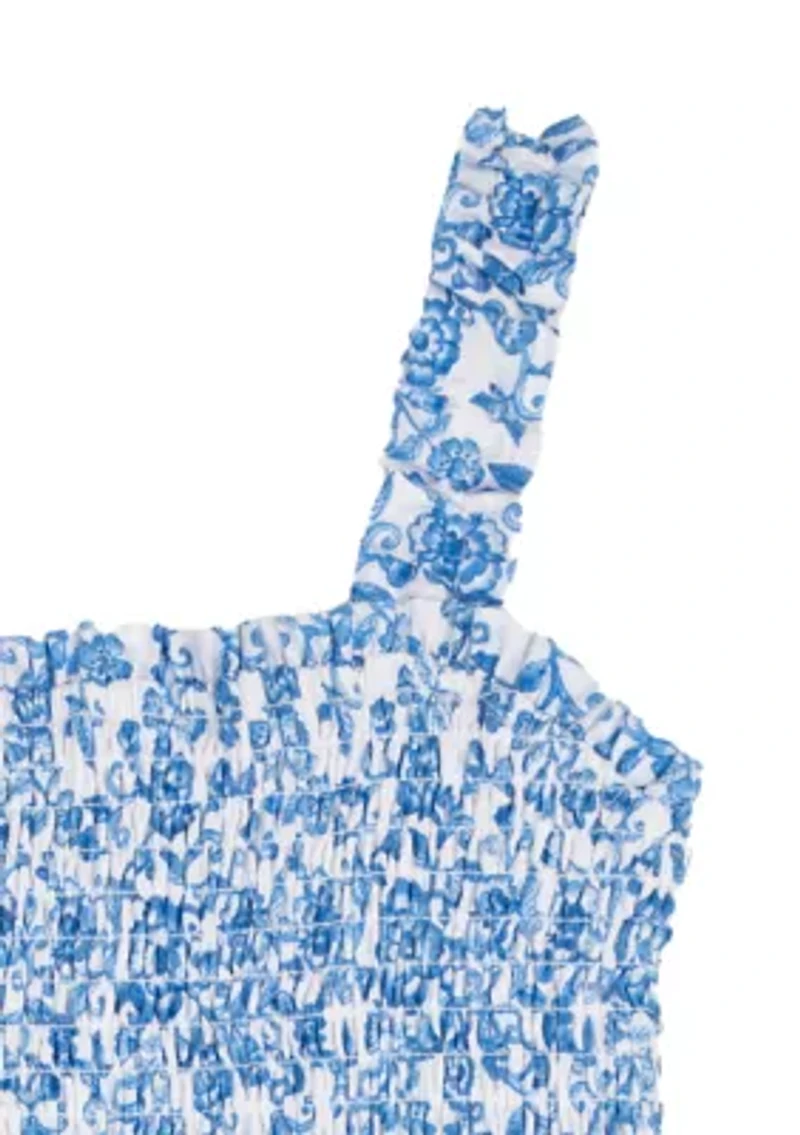 Girls 4-6 Floral Smocked Tiered Dress