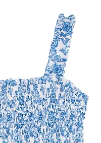 Girls 4-6 Floral Smocked Tiered Dress