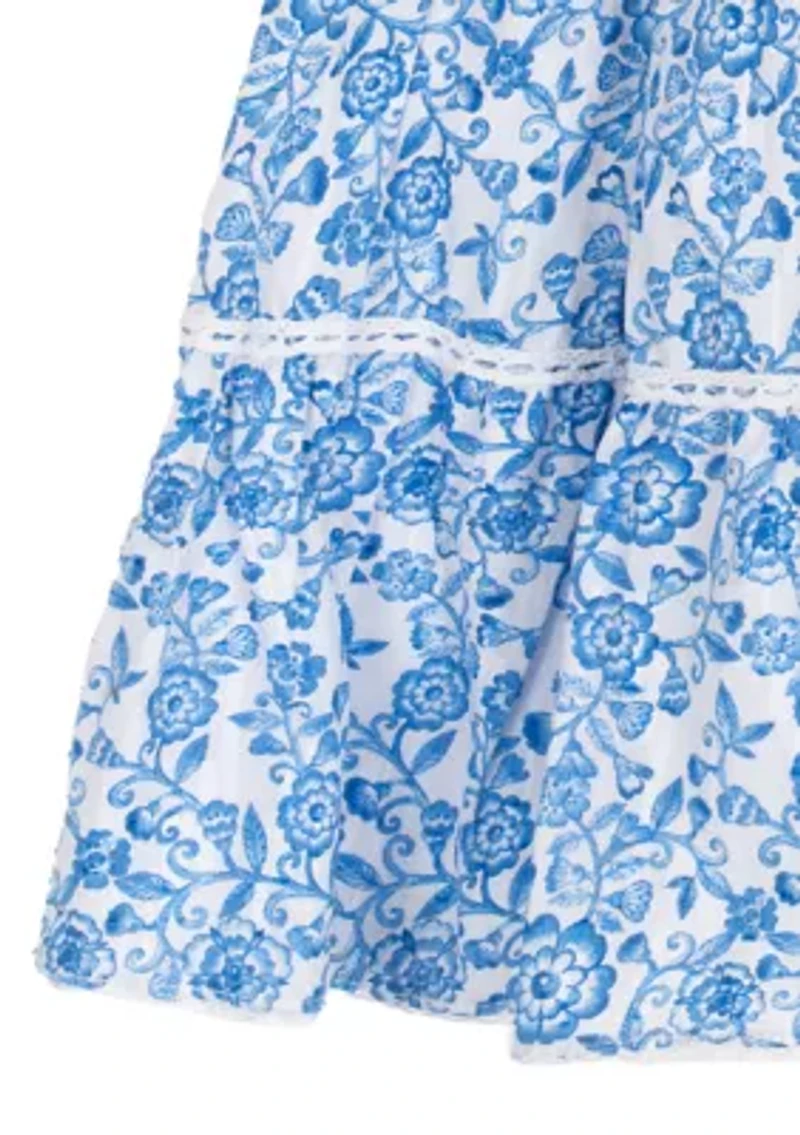 Girls 4-6 Floral Smocked Tiered Dress