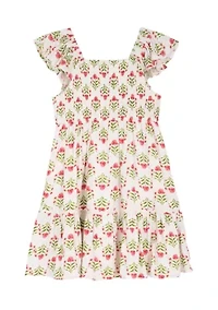 Girls 4-6x Block Print Smocked Dress