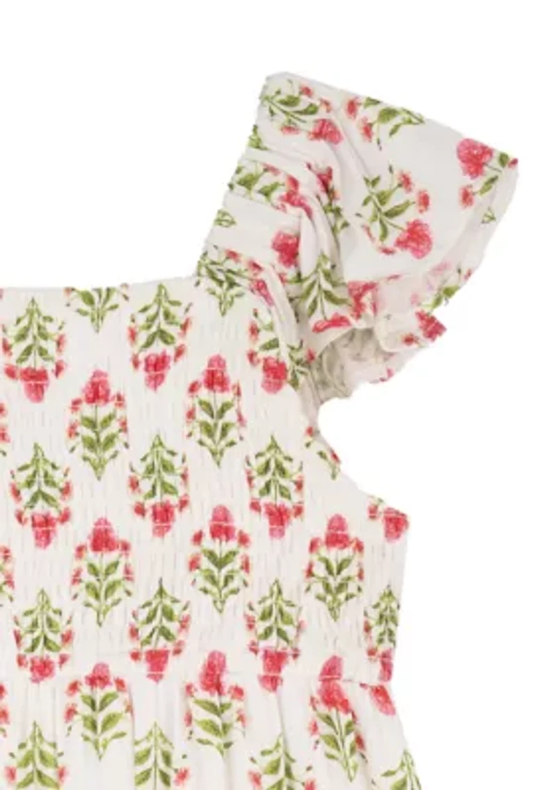 Girls 4-6x Block Print Smocked Dress