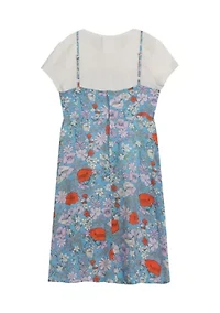 Girls 7-16 Floral Jumper with Headband