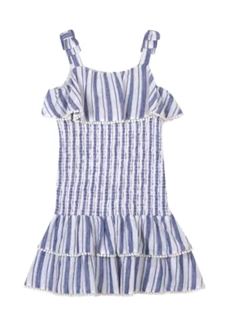 Girls 7-16 Stripe Smocked Dress