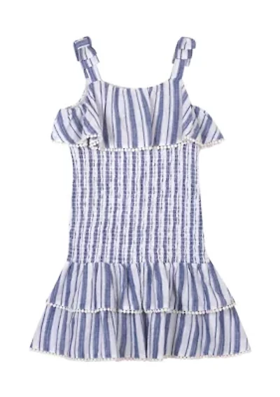 Girls 7-16 Stripe Smocked Dress
