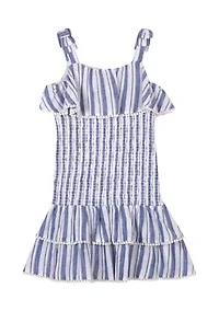 Girls 7-16 Stripe Smocked Dress