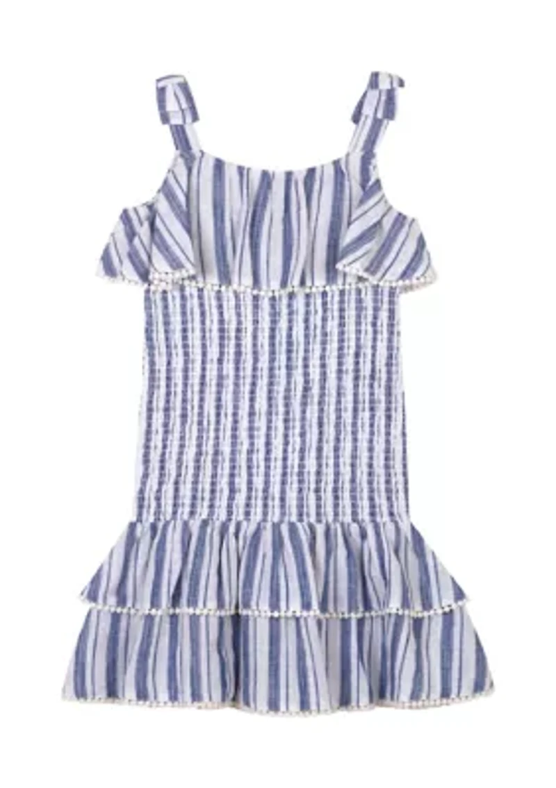 Girls 7-16 Stripe Smocked Dress