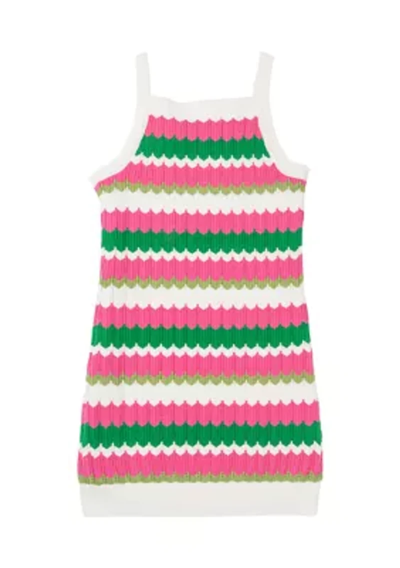 Girls 7-16 Striped Crochet Mini Dress