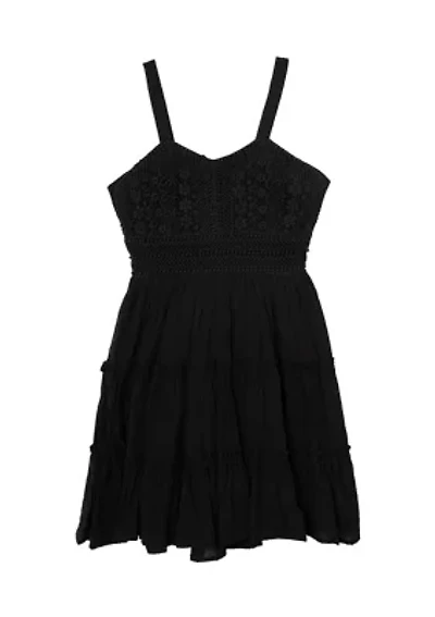 Girls 7-16 Crochet Knit Gauze Dress
