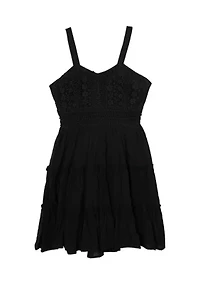 Girls 7-16 Crochet Knit Gauze Dress