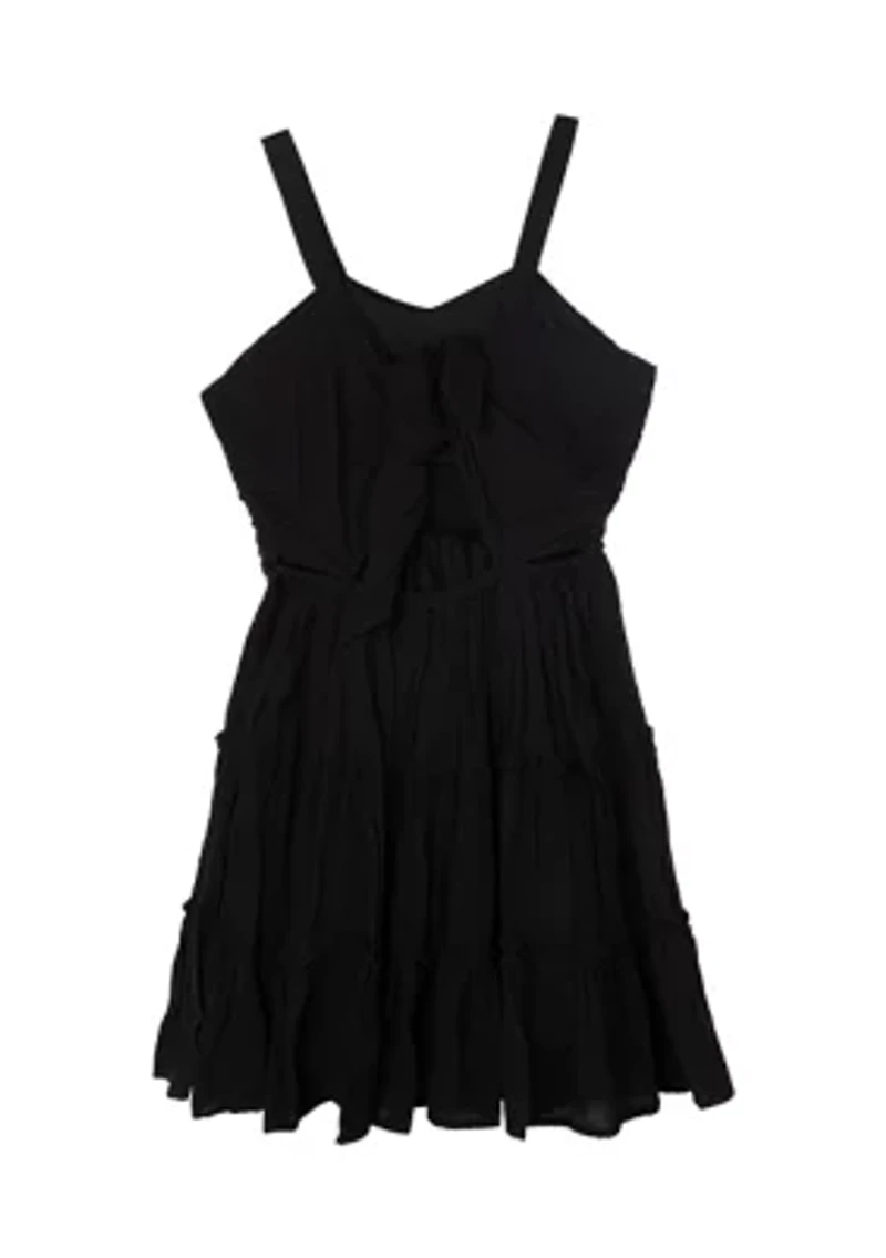Girls 7-16 Crochet Knit Gauze Dress