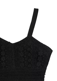 Girls 7-16 Crochet Knit Gauze Dress