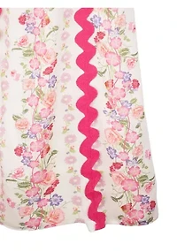Girls 7-16 Floral Printed Ric Rac Maxi Dress