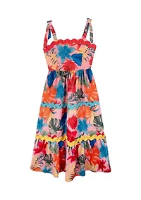 Girls 7-16 Sleeveless Tropical Print Maxi Dress