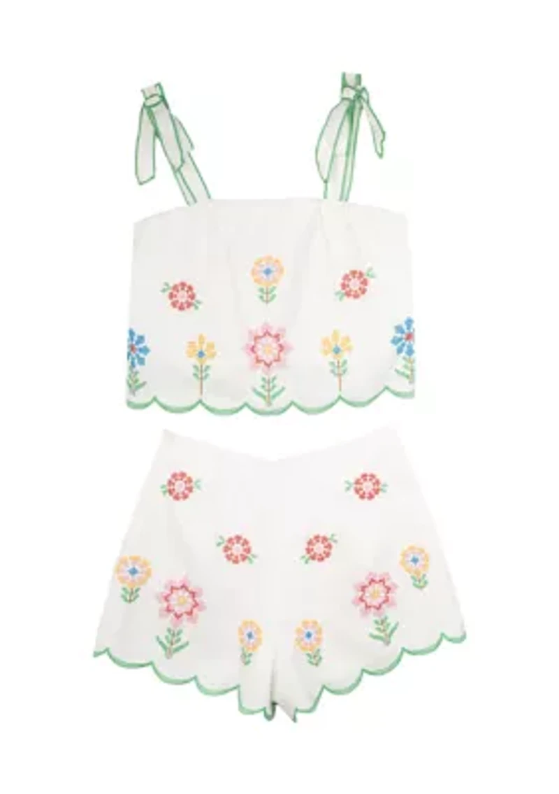 Girls 7-16 Floral Printed Top and Shorts Set