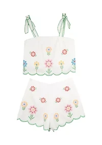 Girls 7-16 Floral Printed Top and Shorts Set