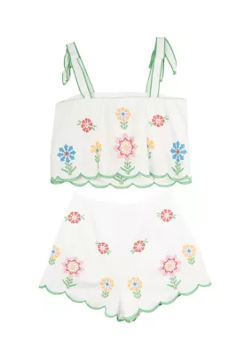 Girls 7-16 Floral Printed Top and Shorts Set