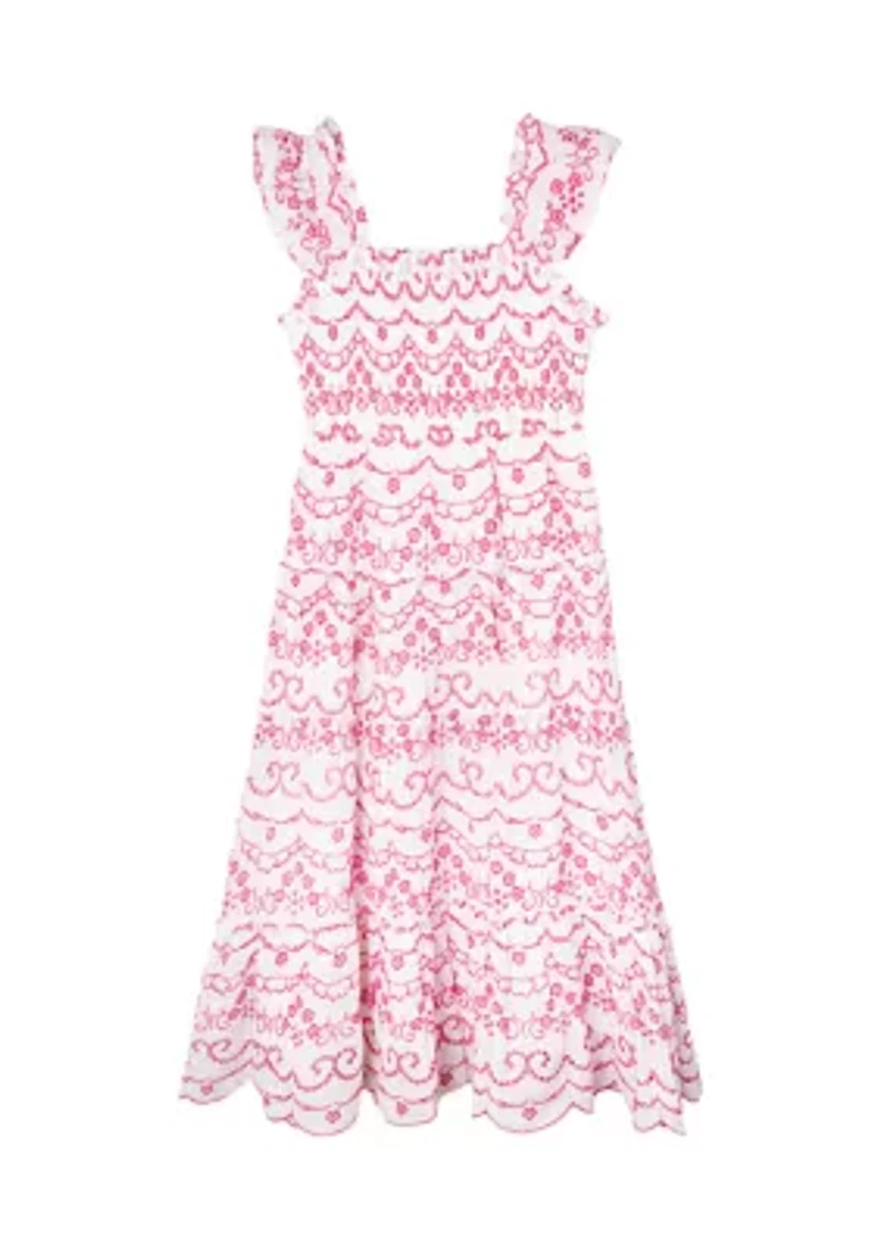 Girls 7-16 Eyelet Printed Maxi Dress