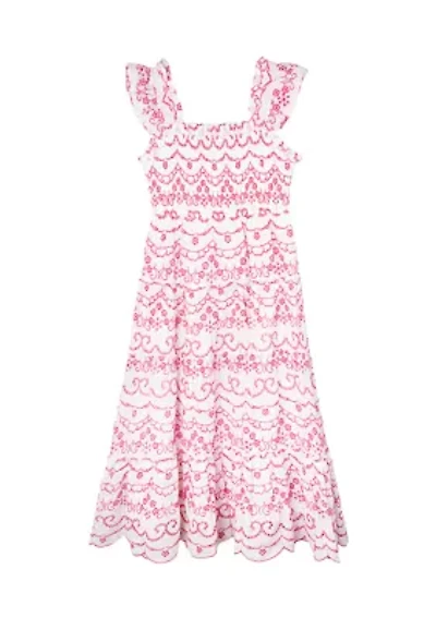 Girls 7-16 Eyelet Printed Maxi Dress