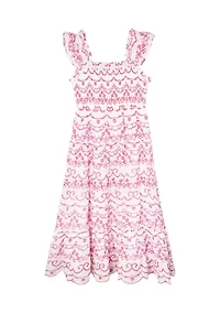 Girls 7-16 Eyelet Printed Maxi Dress