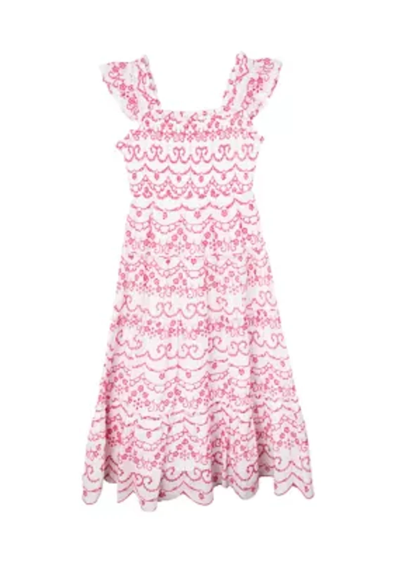 Girls 7-16 Eyelet Printed Maxi Dress