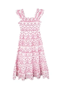 Girls 7-16 Eyelet Printed Maxi Dress