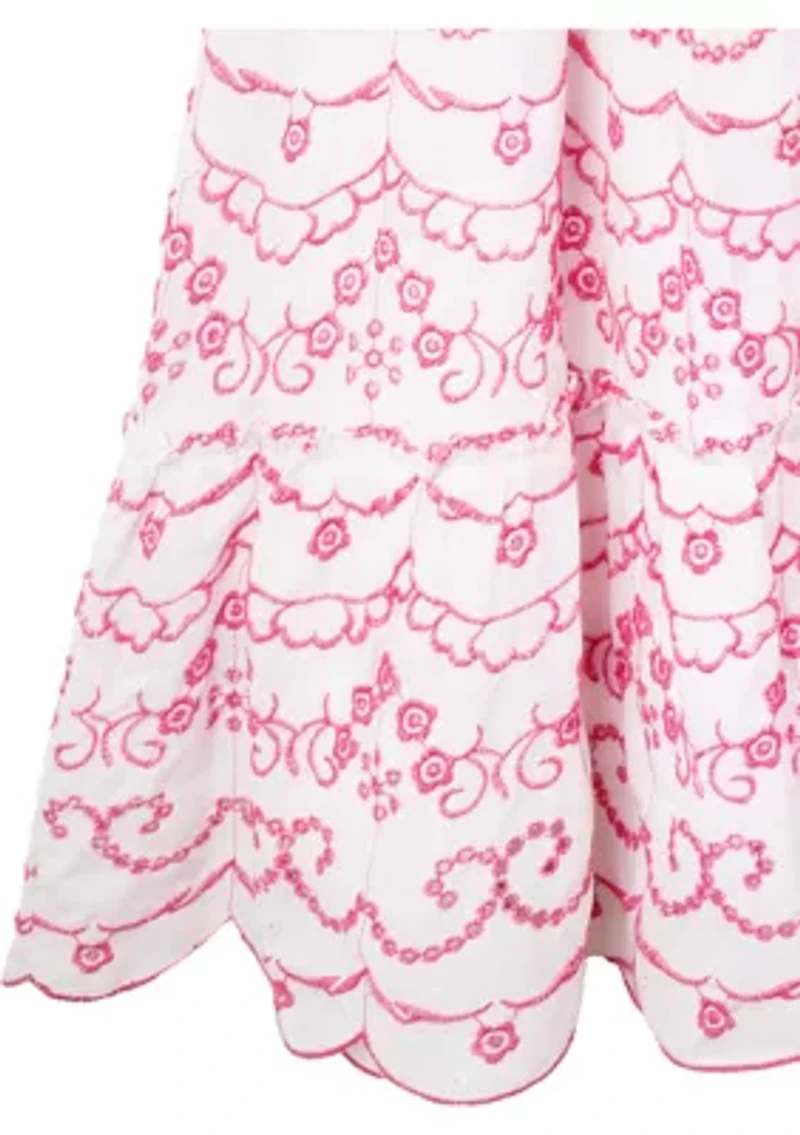 Girls 7-16 Eyelet Printed Maxi Dress