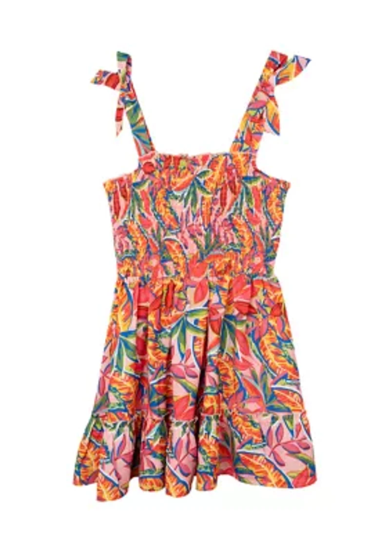 Girls 7-16 Floral Smocked Bodice Dress