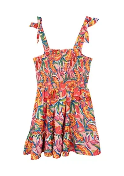 Girls 7-16 Floral Smocked Bodice Dress