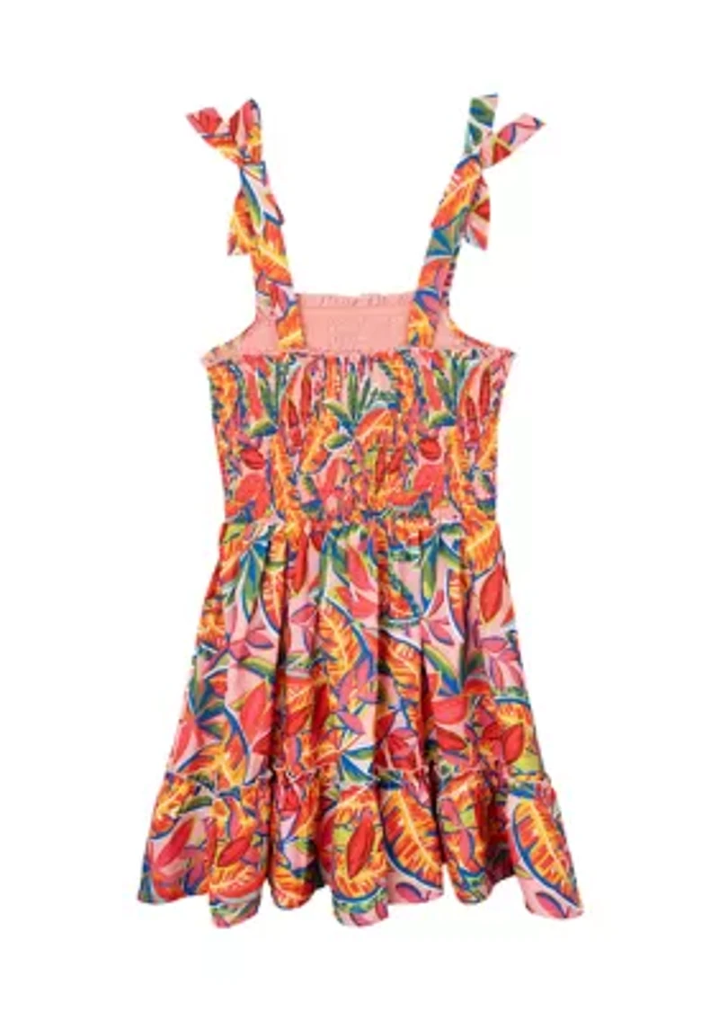 Girls 7-16 Floral Smocked Bodice Dress