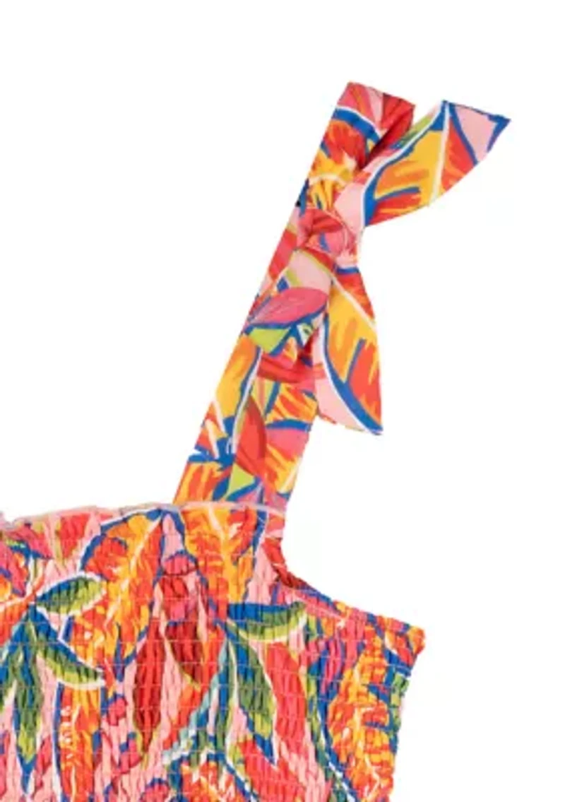 Girls 7-16 Floral Smocked Bodice Dress