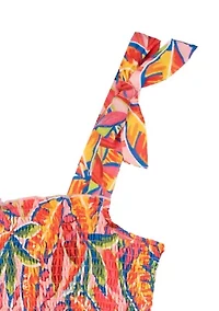 Girls 7-16 Floral Smocked Bodice Dress