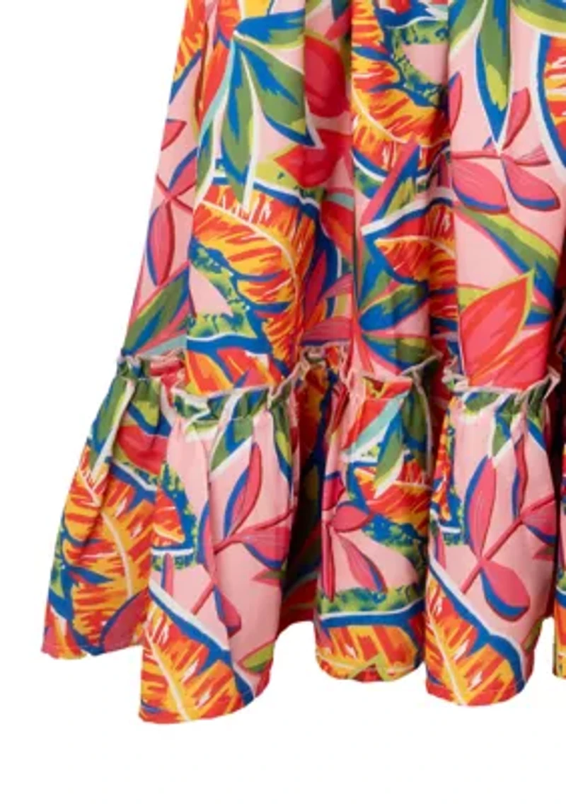 Girls 7-16 Floral Smocked Bodice Dress