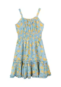 Girls 7-16 Lemon Print Smock Dress