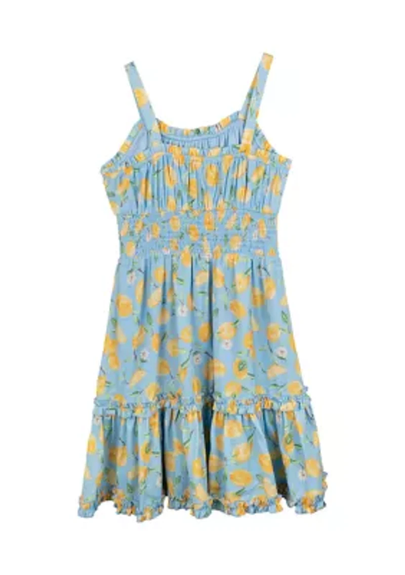 Girls 7-16 Lemon Print Smock Dress