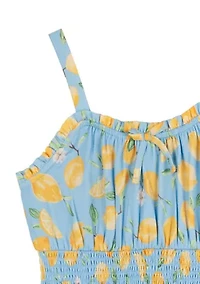 Girls 7-16 Lemon Print Smock Dress