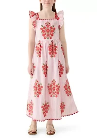 Girls 7-16 Striped Block Printed Maxi Dress