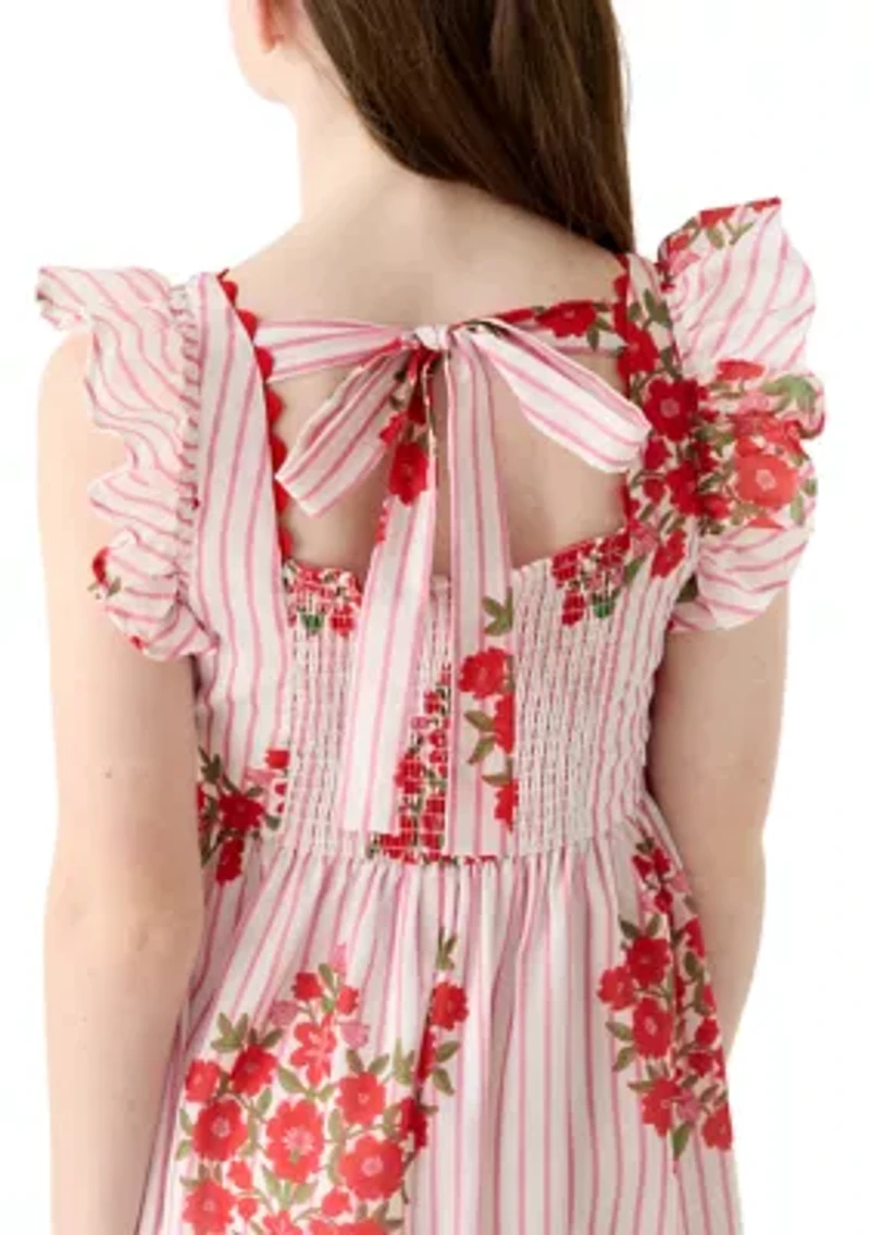 Girls 7-16 Striped Block Printed Maxi Dress