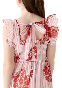 Girls 7-16 Striped Block Printed Maxi Dress