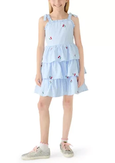 Girls 7-16 Cherry Seersucker Dress