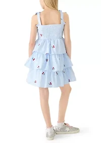 Girls 7-16 Cherry Seersucker Dress