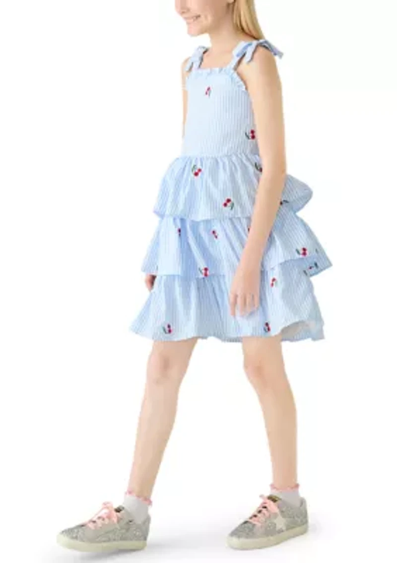 Girls 7-16 Cherry Seersucker Dress