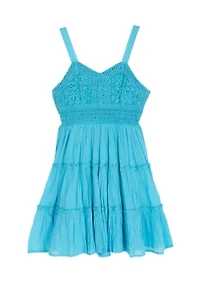 Girls 7-16 Gauze Tiered Dress