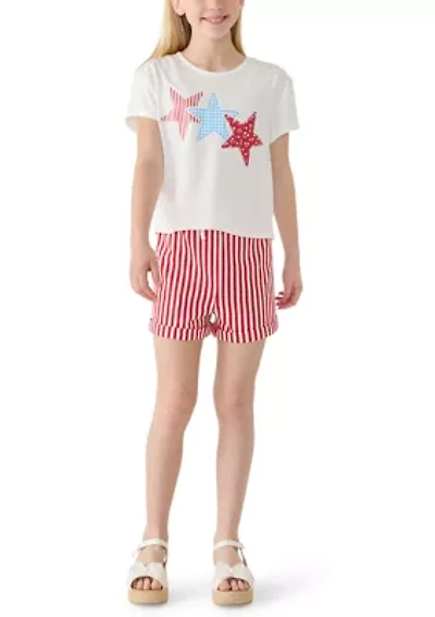 Girls 7-16 Americana Shirt and Shorts Set