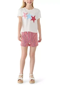 Girls 7-16 Americana Shirt and Shorts Set