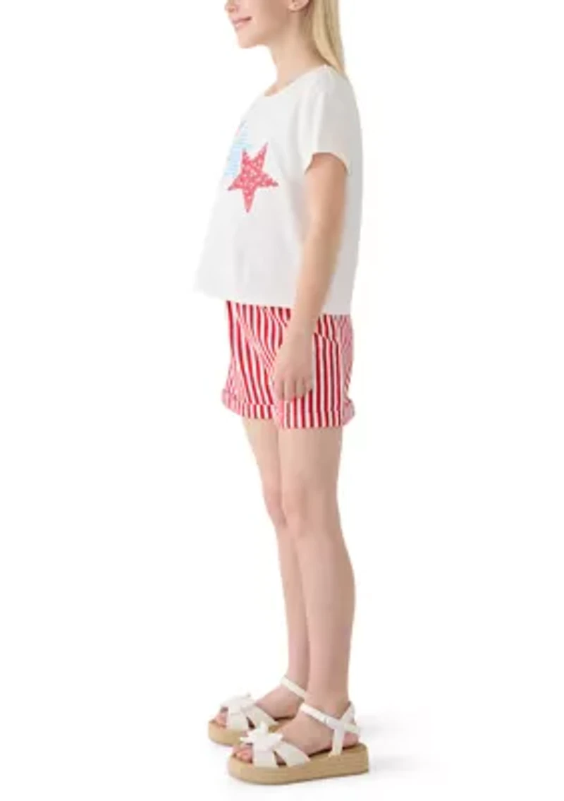 Girls 7-16 Americana Shirt and Shorts Set