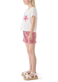 Girls 7-16 Americana Shirt and Shorts Set