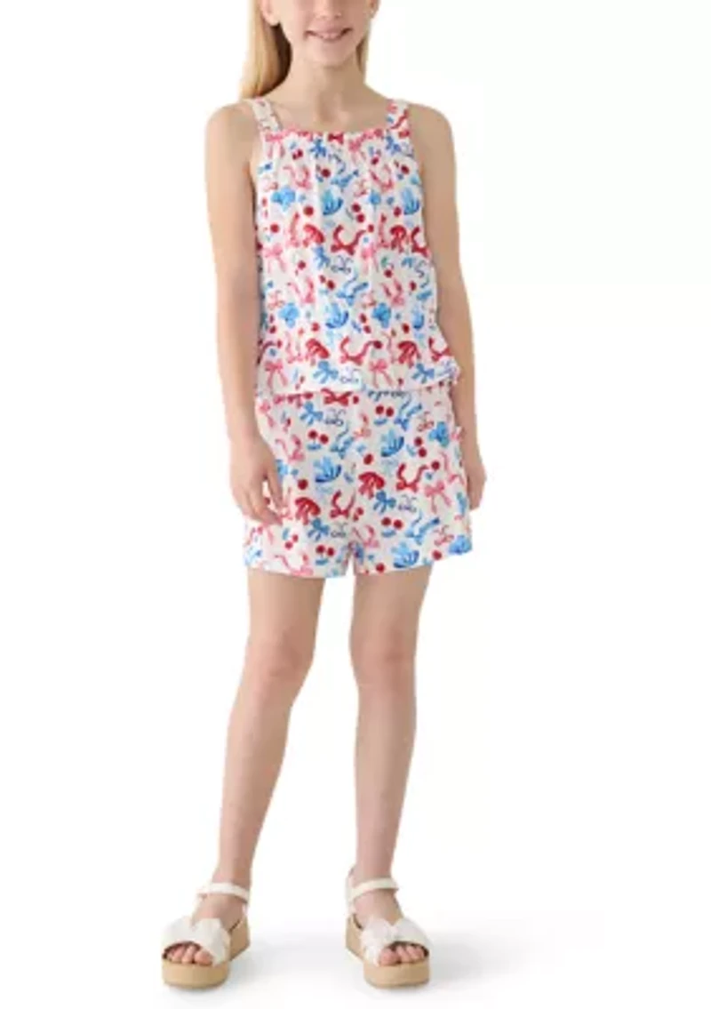 Girls 7-16 Americana Shirt and Shorts Set