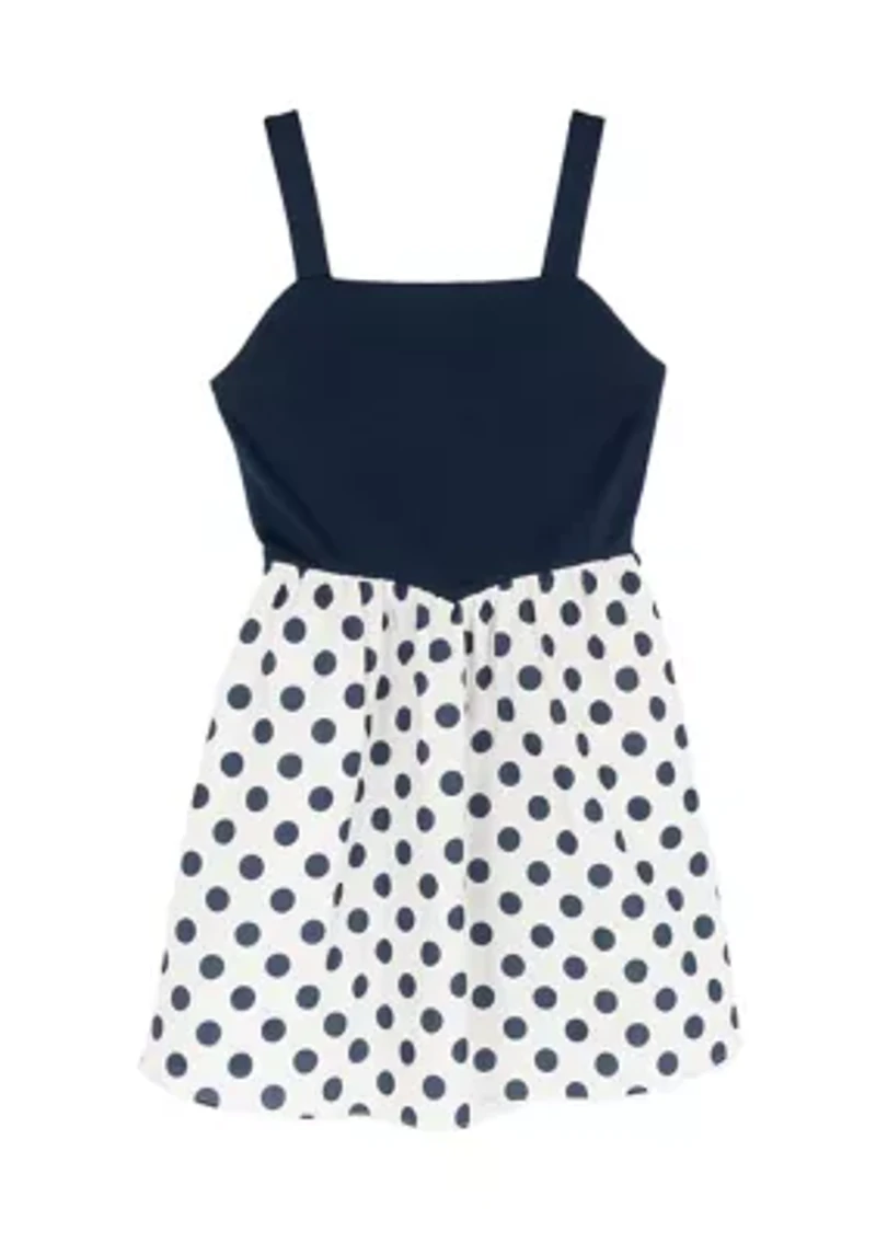 Girls 7-16 Knit Ponte Polka Dot Dress